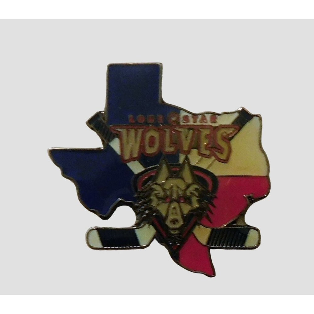 Lone Star Wolves Hockey Texas Pin Tie Tac Lapel Hat Metal 1.25 in x 1 in